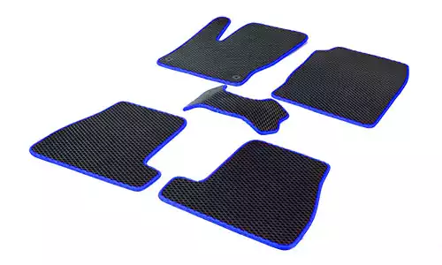 Коврики Alvi-Style Eva 2D Standard ячеистый полимер в салон VAZ Lada Vesta (4dr.) седан 2015г.-по н.в. цвет черный (кант синий)