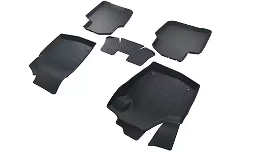 Коврики SRTK 3D Premium резина в салон Skoda Rapid I (5dr.) лифтбэк 2012-2020гг. цвет черный