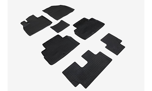Коврики Seintex 3D Lux полиуретан в салон 3 ряда Hyundai Palisade (5dr.) SUV 2018г.-по н.в. цвет черный