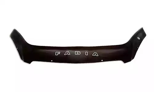 Дефлектор капота длинный VIP Tuning Lux на зажимах оргстекло на Skoda Fabia hatchback II (5dr.) хэтчбек 2007-2014гг.