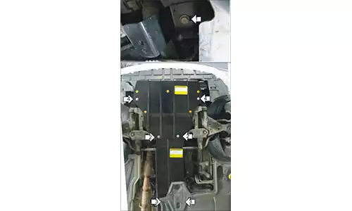 Оригинальное фото защиты Motodor M01233 картера двигателя и КПП Mercedes Benz V-Class Vito III W447 2014г.-по н.в., установленной на автомобиль. - Фотография 3